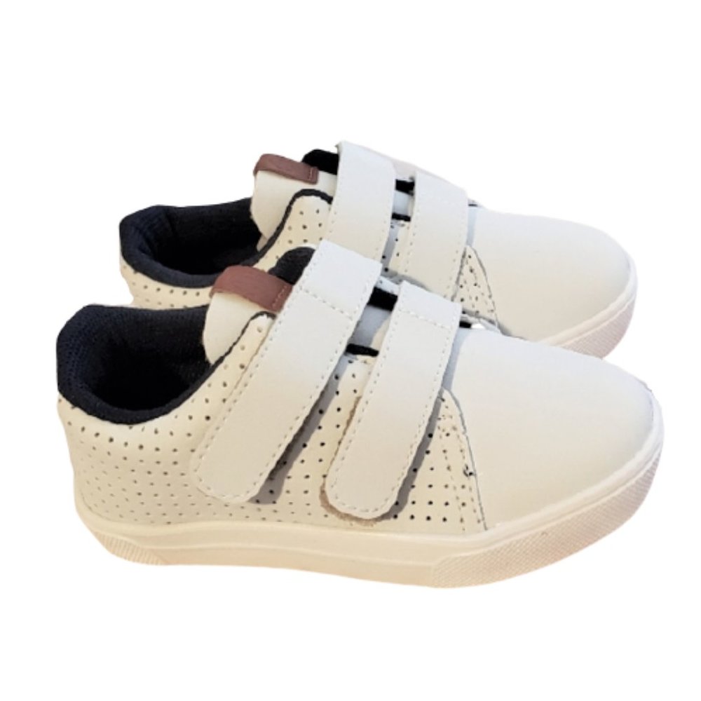 Kids Toddlers double strap white sneaker shoe